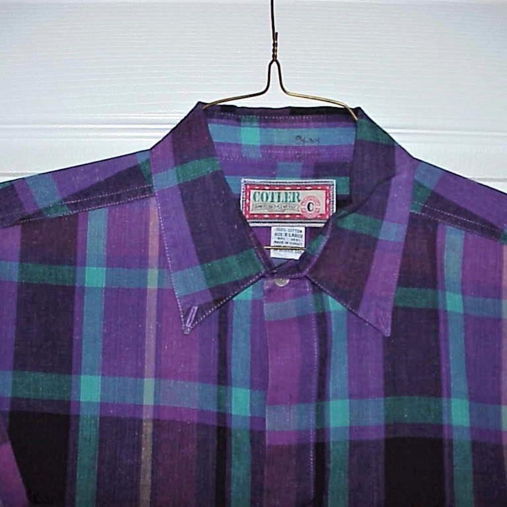 MEN'S COTLER, XL, 100% COTTON, PURPLE, S.S. SHIRT
